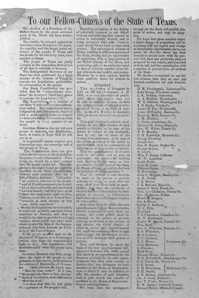 Texas Sezessionsverordnung, 8. Januar 1861 (Druck) von American School